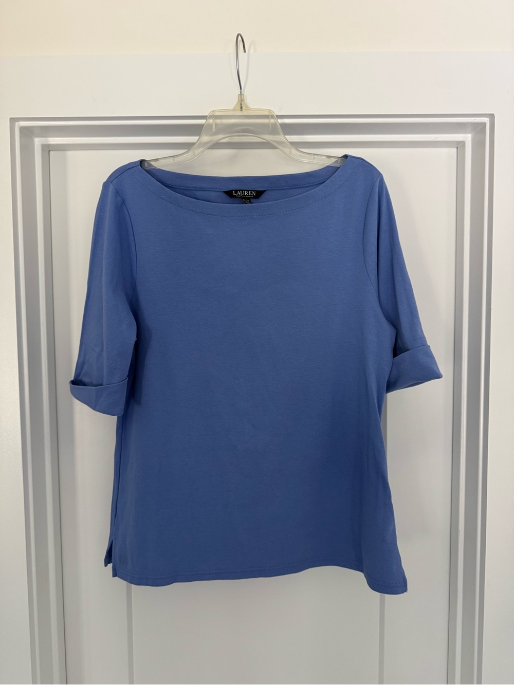 Ralph Lauren Periwinkle Blue Elbow-Sleeve Boatneck Tee